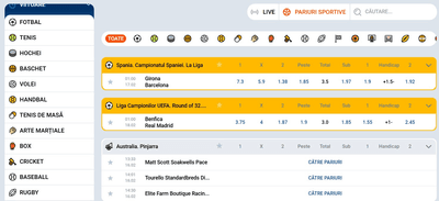 Linia de pariuri sportive și cotele Mostbet